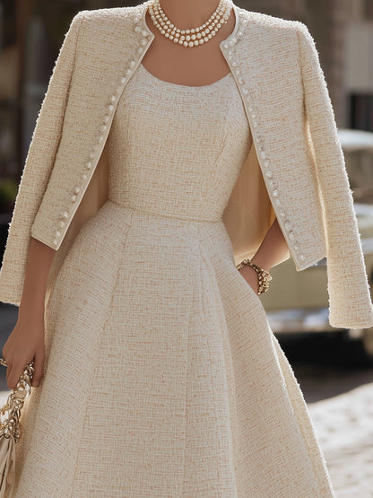 Megan - Tweed Dress and Beaded Detail Jacket Set