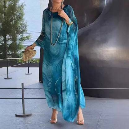 Kyra - Marble Print Chiffon Maxi Dress
