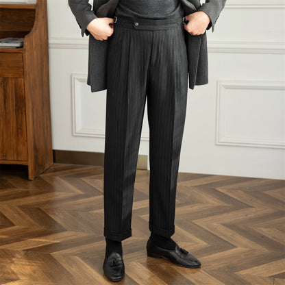 Pinstripe Pleated Banking Trousers "Frankfurt"