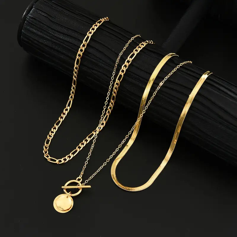 Savira Textured Corner Layered Necklace