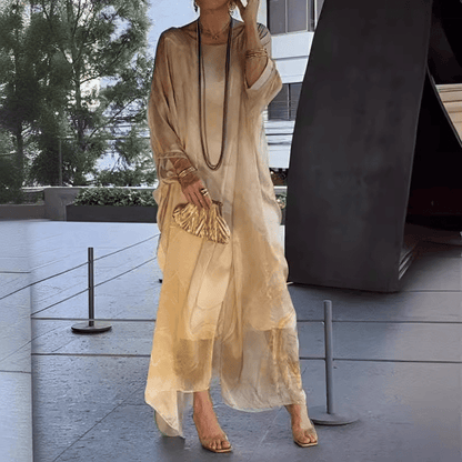 Kyra - Marble Print Chiffon Maxi Dress