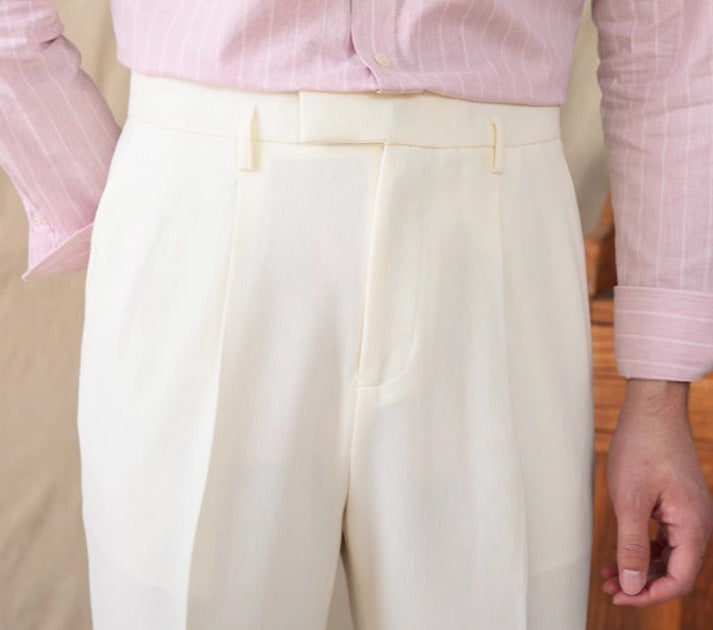 Pleated Straight Trousers in Cotton Blend "Business"