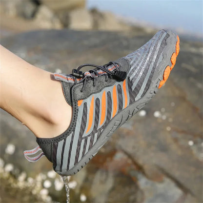 Unisex Grey Quick-Dry Aquatic Shoes for the Beach
