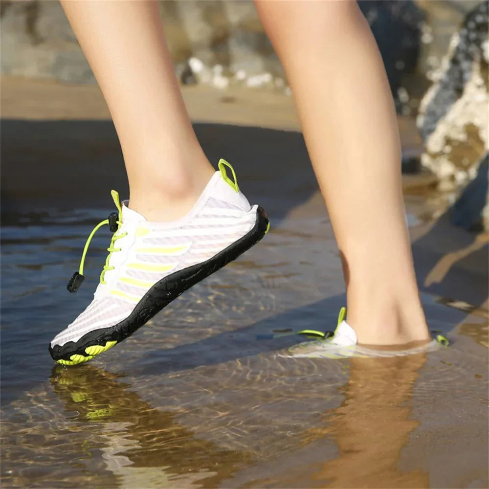 Unisex Grey Quick-Dry Aquatic Shoes for the Beach