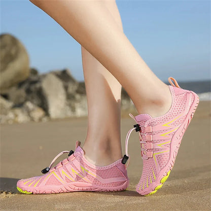 Unisex Grey Quick-Dry Aquatic Shoes for the Beach