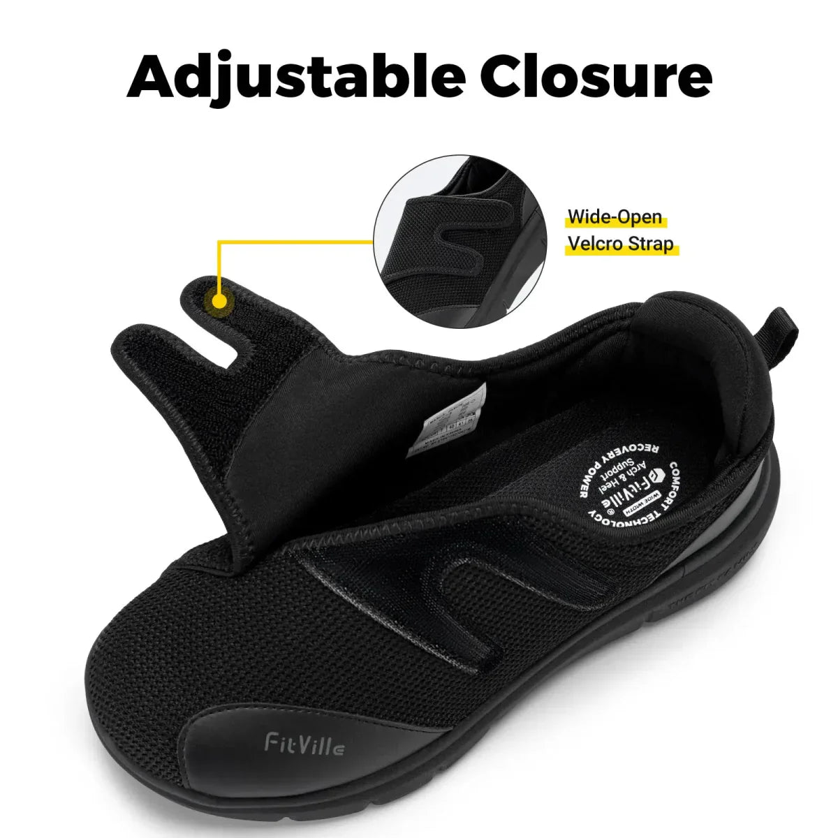 Men's Black Breathable Casual Summer Shoes with Velcro