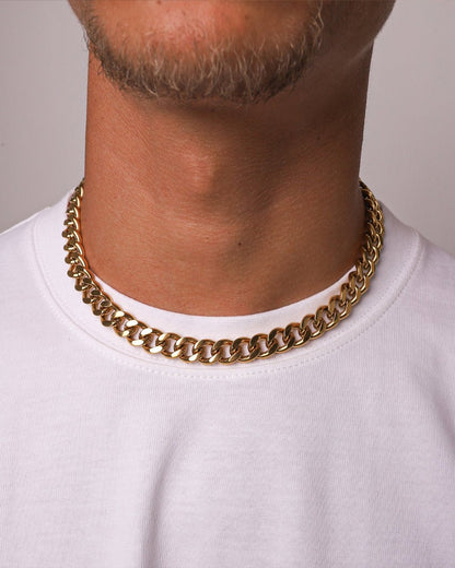CLEAN CUBAN CHAIN. - 12MM GOLD