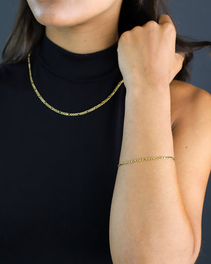 CLEAN FIGARO BRACELET - 3MM GOLD