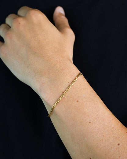 CLEAN FIGARO BRACELET - 3MM GOLD