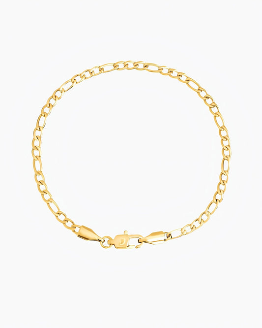 CLEAN FIGARO BRACELET - 3MM GOLD