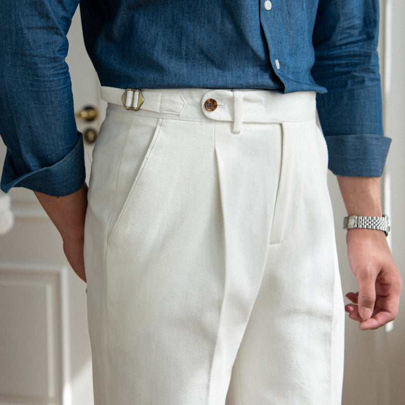 Straight Cotton Canvas Trousers Antibes