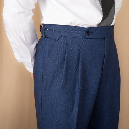 Textured Birdseye Double Pleat Trousers Sorrento