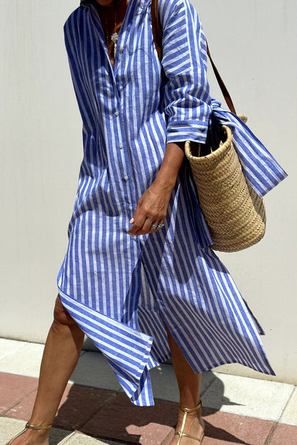 Sophia | Elegant Striped Shirt Dress