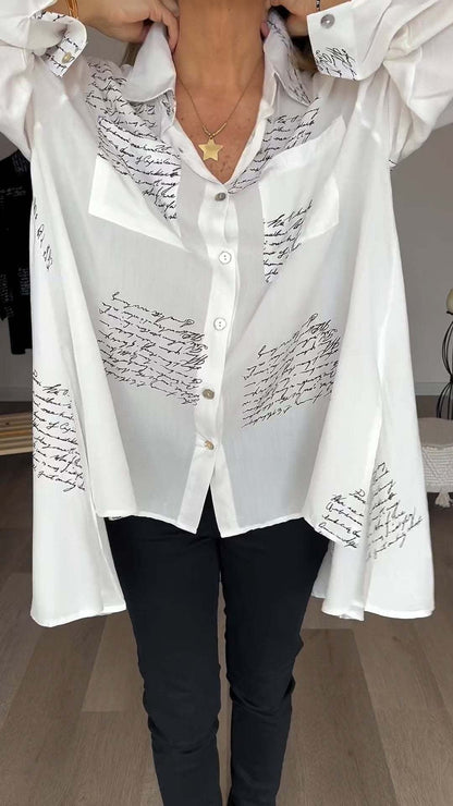 Tiemona | Button-Up Script Shirt