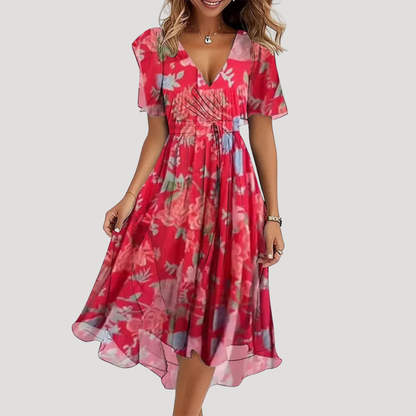 Floral Tummy Control Wrap Midi Dress