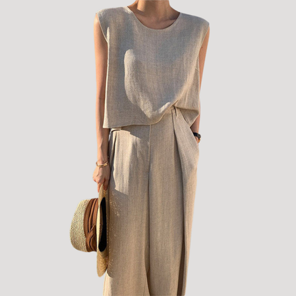 Women’s Chic Sleeveless Top & Trousers Set