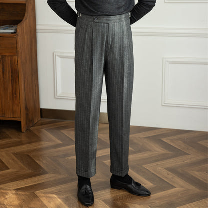 Pinstripe Pleated Banking Trousers "Frankfurt"