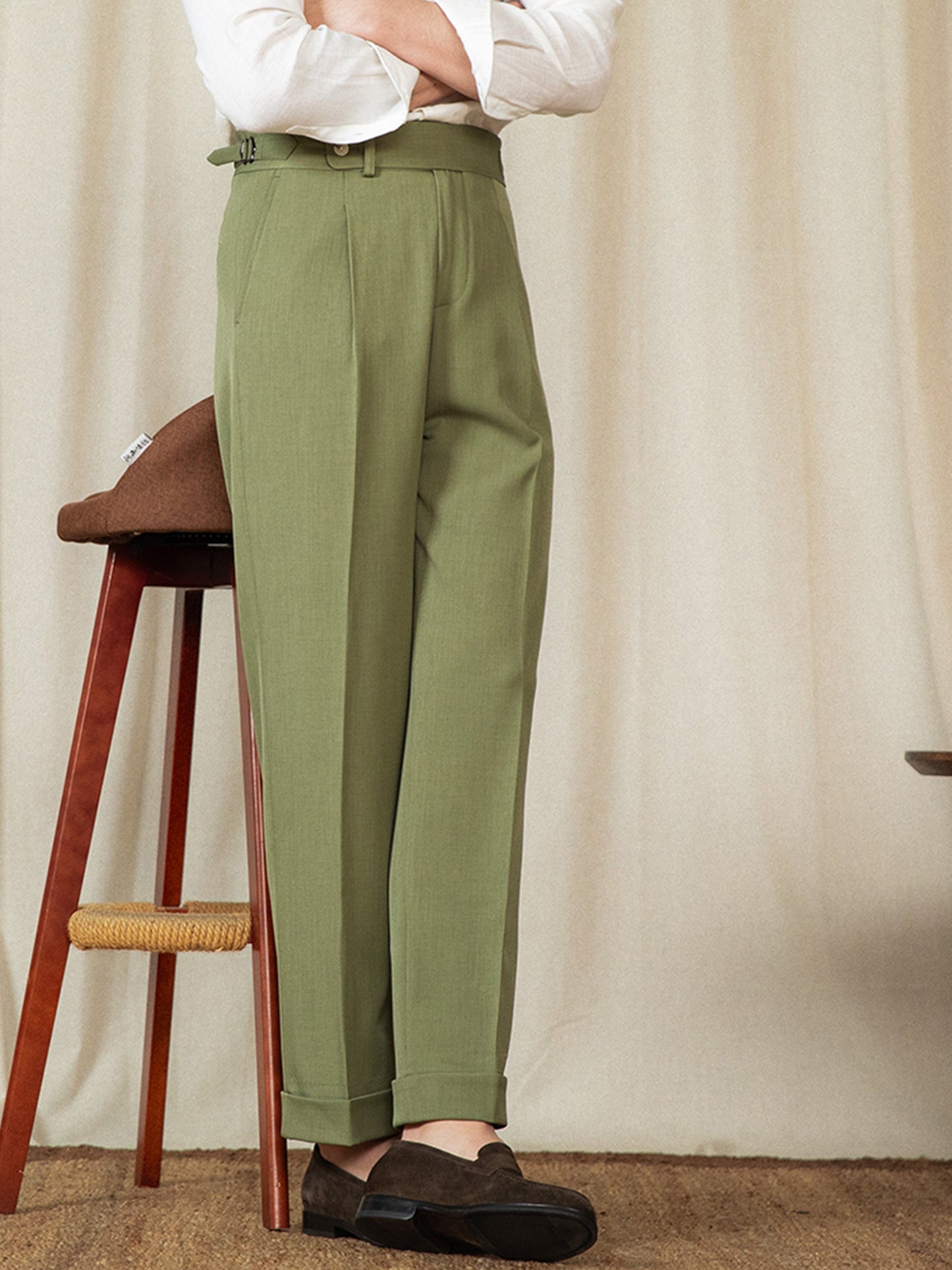 Pleated Straight Trousers Pompei