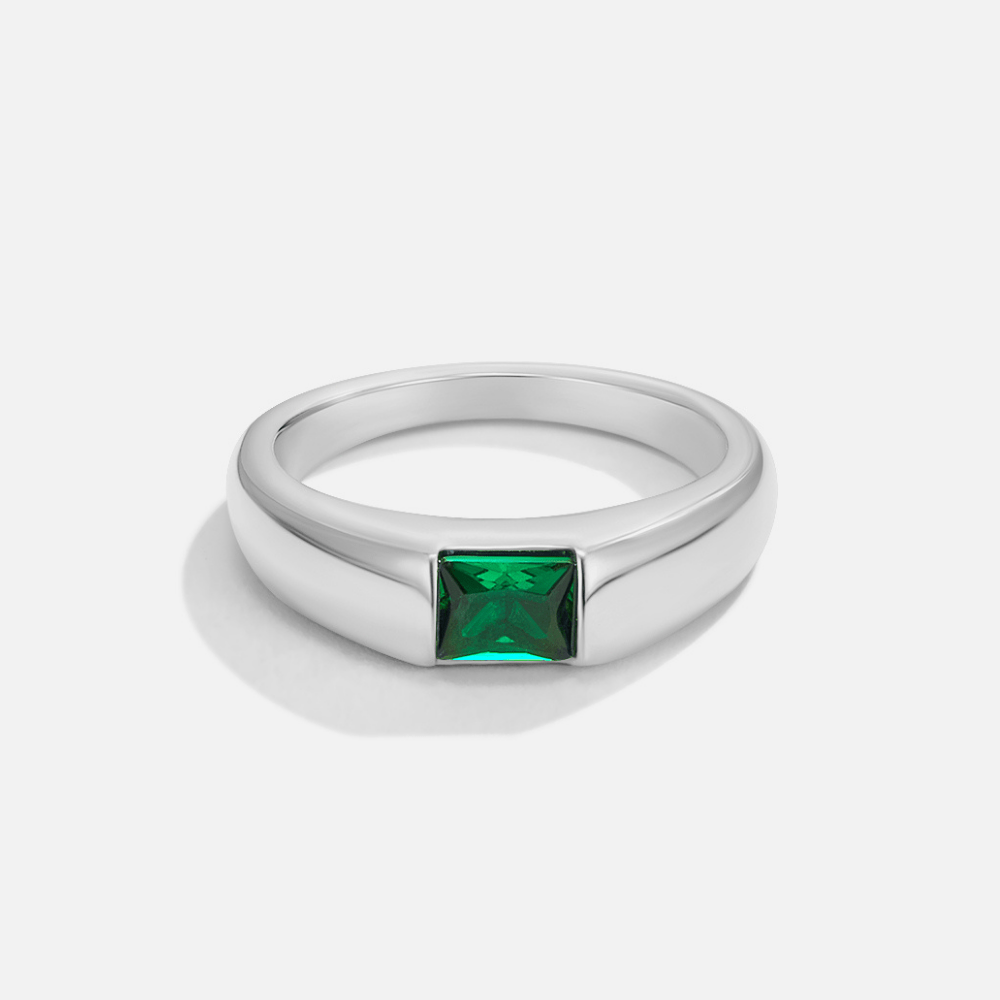 Ember Ring in Silver & Emerald