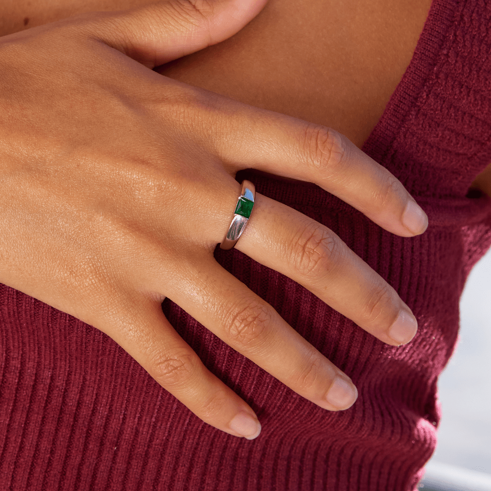 Ember Ring in Silver & Emerald