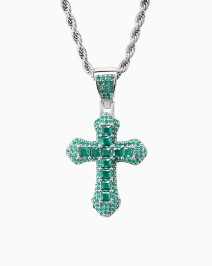 EMERALD CROSS PENDANT.