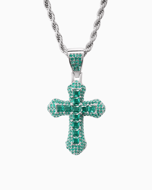 EMERALD CROSS PENDANT.