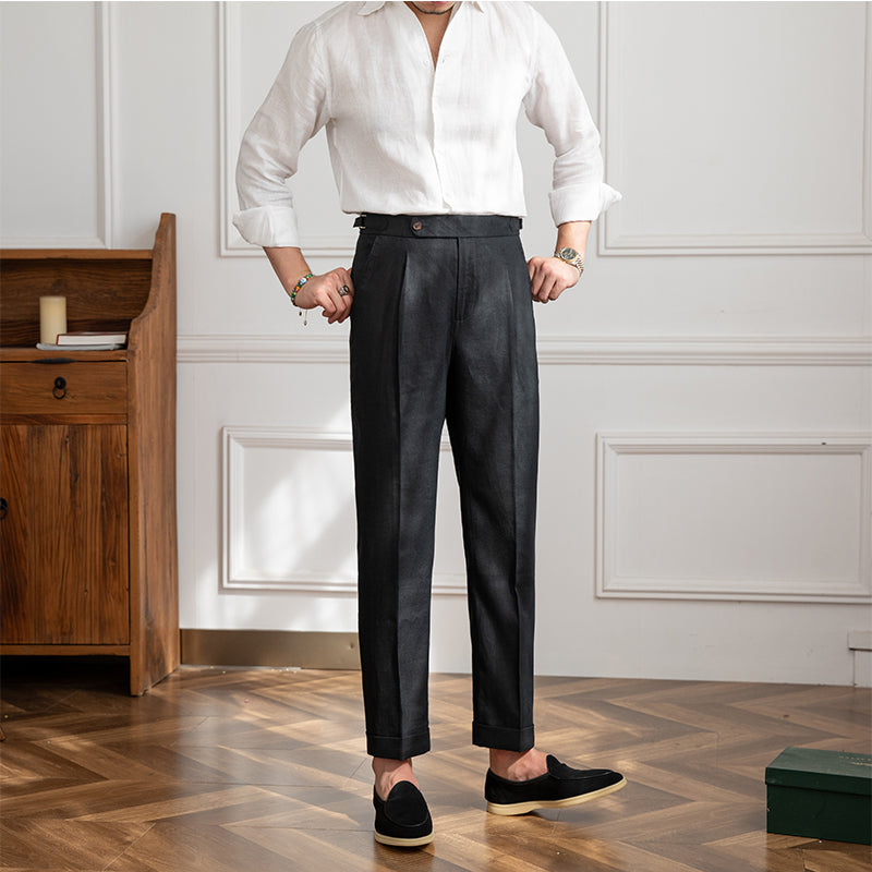 Pleated Linen Trousers Monte Carlo