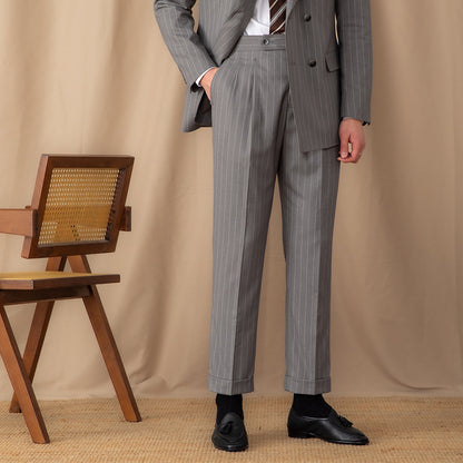 Mayfair Pinstripe Trousers with Double Pleat
