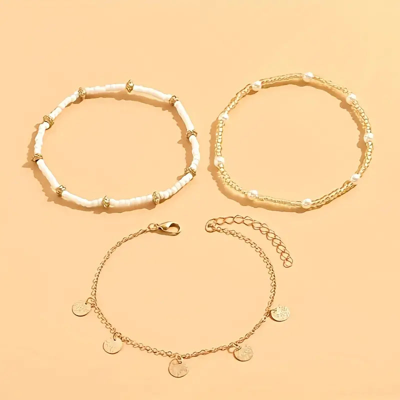 Set of 3 Layered Anklets