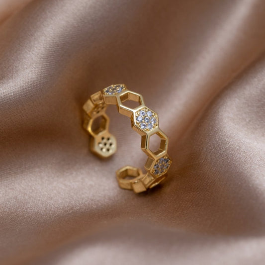 Bee - Gold and Crystal Ring