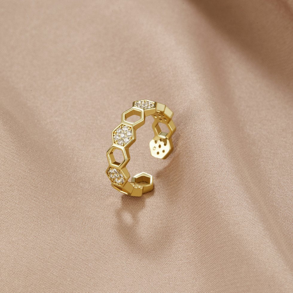 Bee - Gold and Crystal Ring