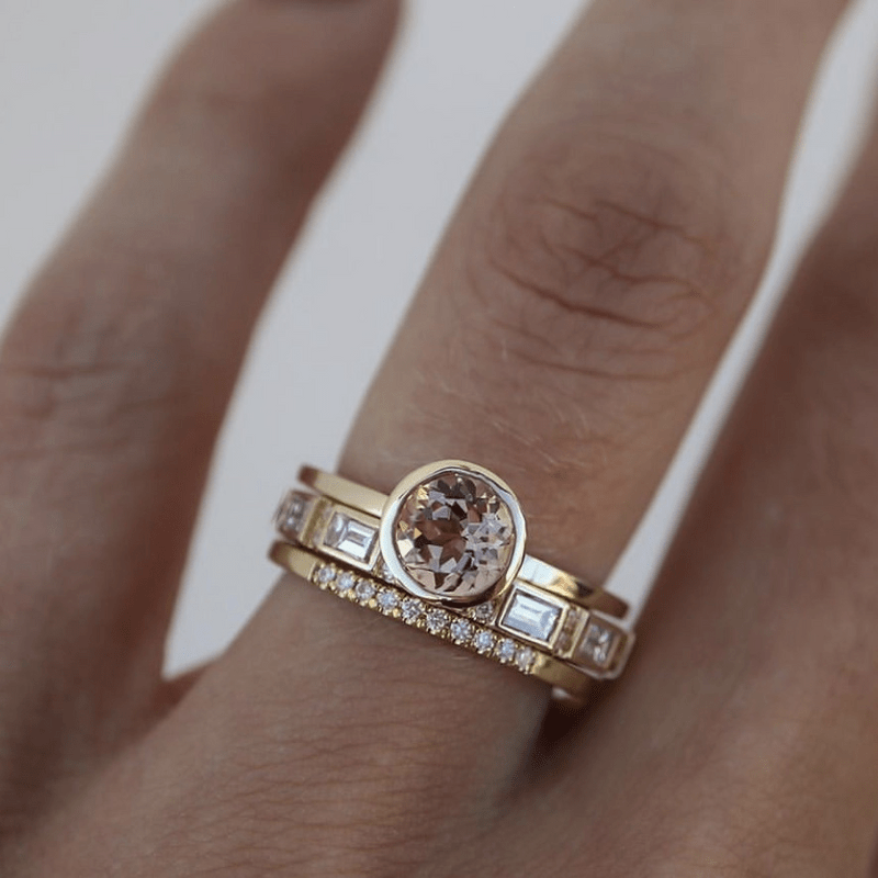 Hope - Gold Ring Set with Embedded Crystals