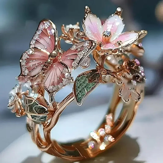 Natural Bright Zirconia Butterfly Ring