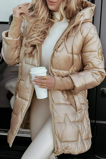 Zéphirine | Long, warm quilted jacket with enveloping hood