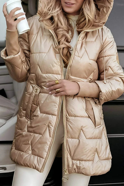 Zéphirine | Long, warm quilted jacket with enveloping hood