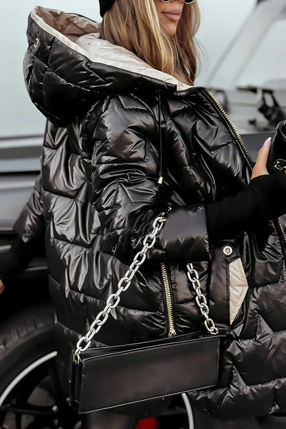 Zéphirine | Long, warm quilted jacket with enveloping hood