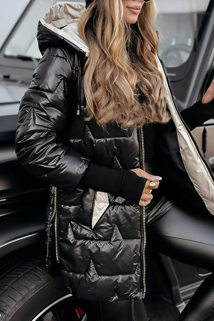 Zéphirine | Long, warm quilted jacket with enveloping hood