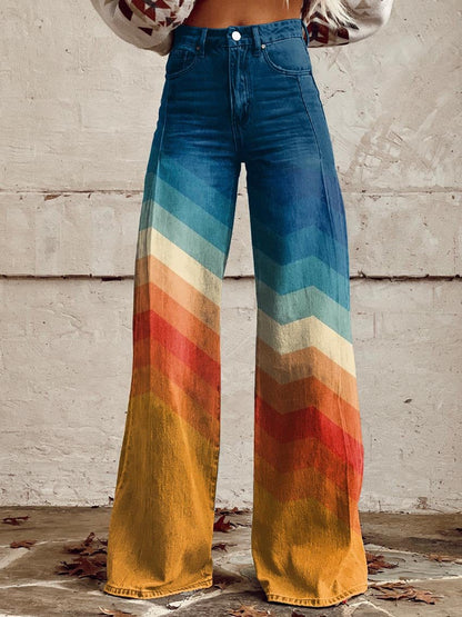DESIA - RETRO CHEVRON WIDE LEG TROUSERS