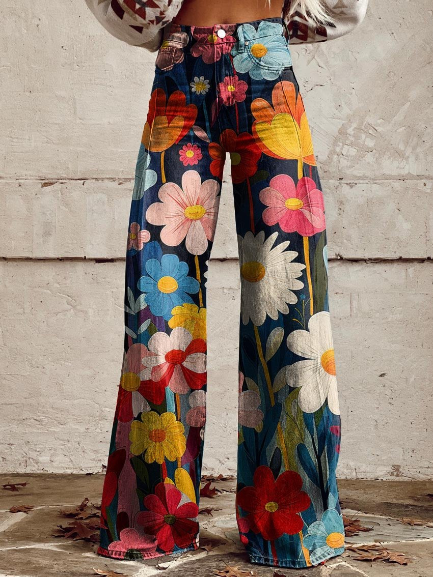 BRENNA - WIDE LEG FLOWER TROUSERS