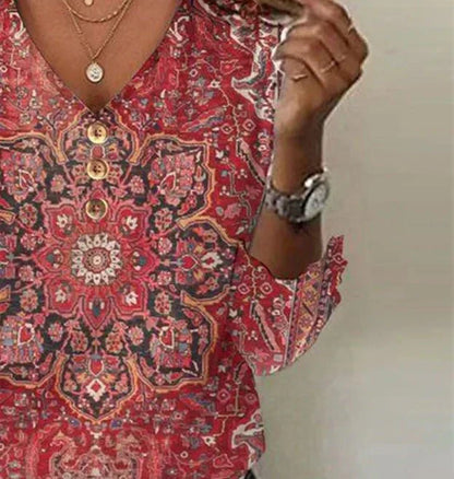 Arabella | Classic Printed Red Top