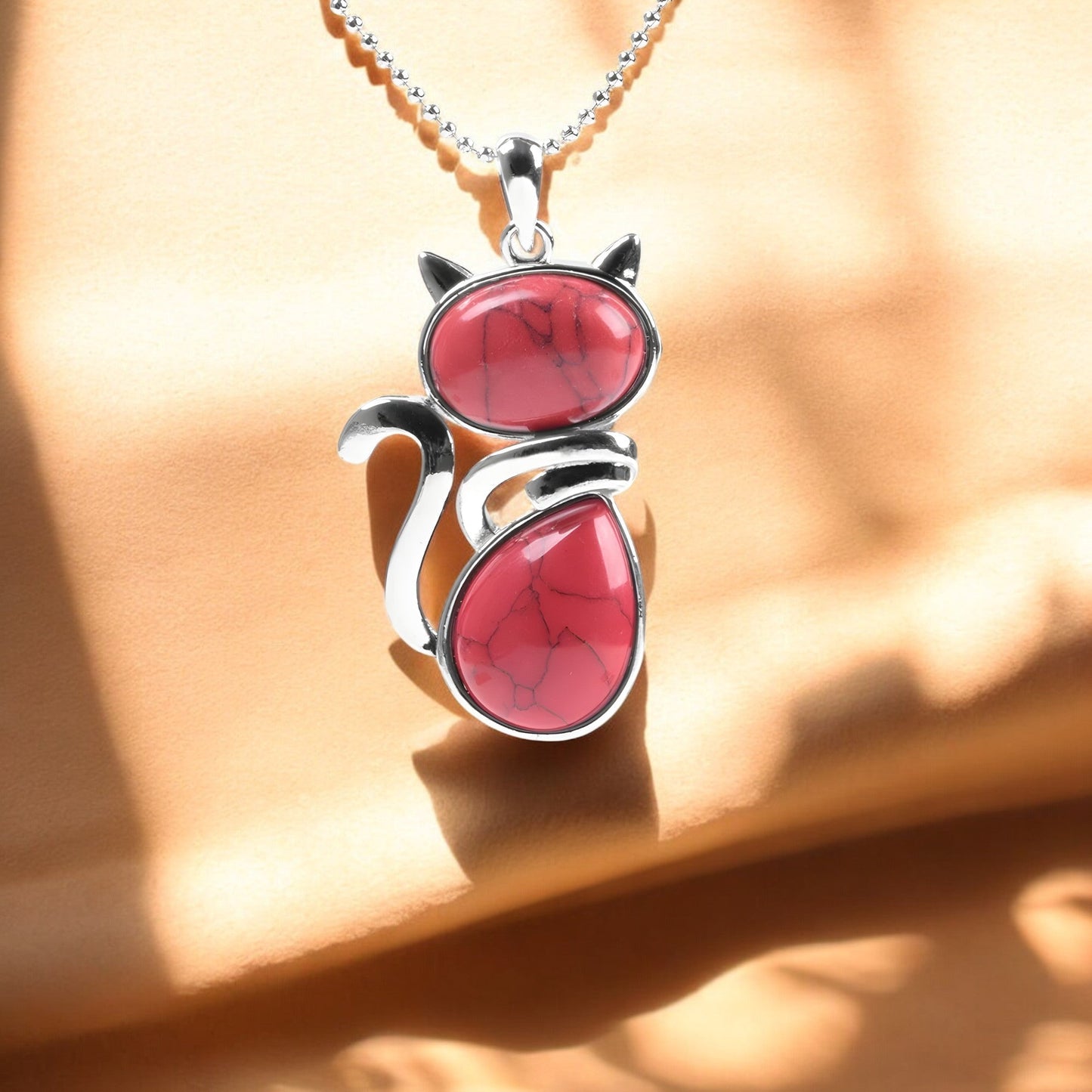 Collar with Genuine Stone Cat