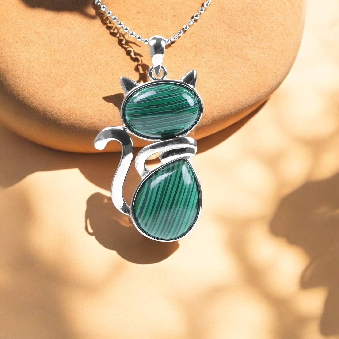Collar with Genuine Stone Cat
