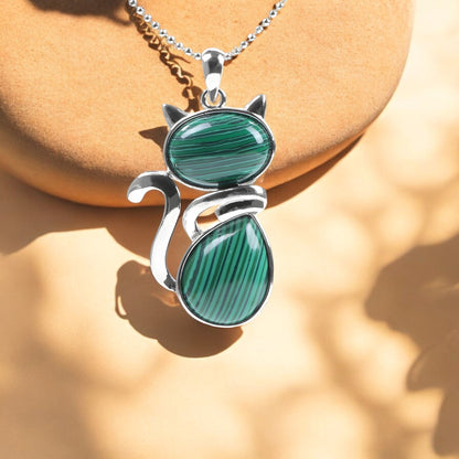 Collar with Genuine Stone Cat