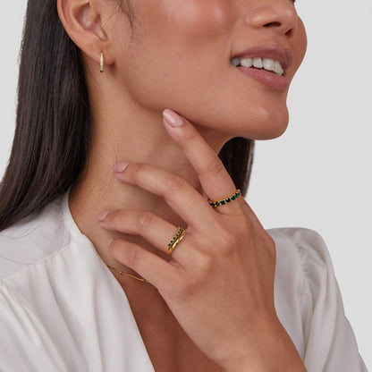 Mary - Stacking Ring in Emerald Green