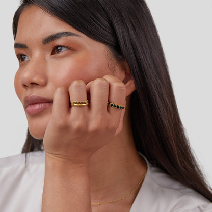 Mary - Stacking Ring in Emerald Green