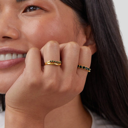 Mary - Stacking Ring in Emerald Green