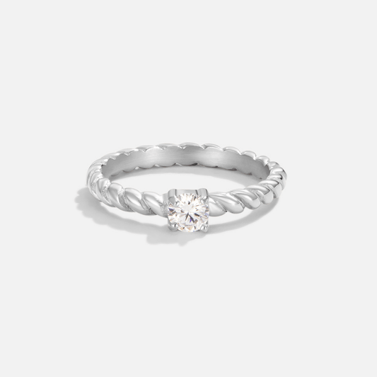 Twisted Silver Crystal Ring from Milan
