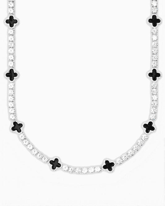 BLACK MOISSANITE TENNIS CHAIN CLOVER.