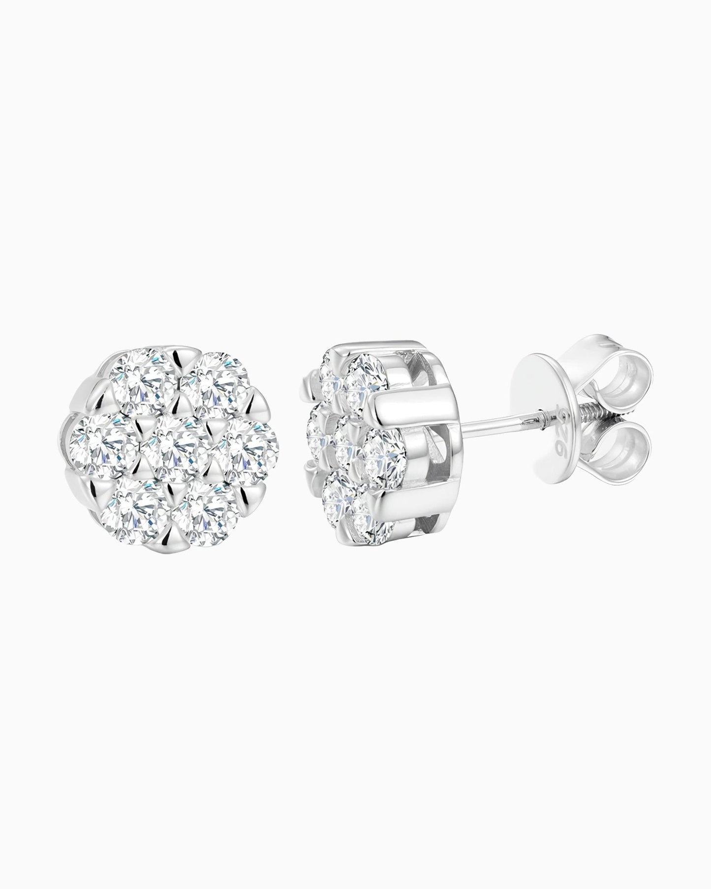 MOISSANITE CLUSTER EARRINGS.