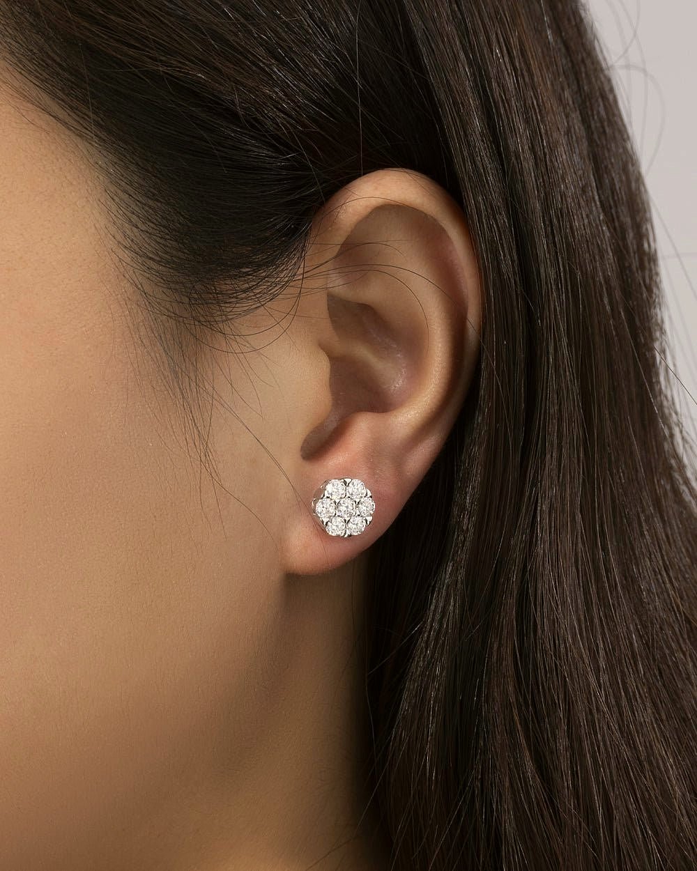 MOISSANITE CLUSTER EARRINGS.